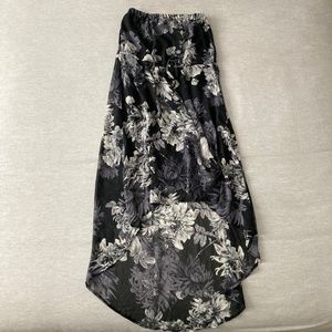 Summer floral  high-low strapless dress